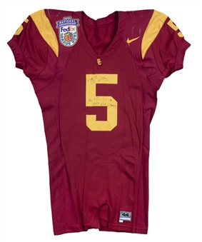 2004 Reggie Bush Game Used & Signed USC Trojans Home Jersey Photo Matched To 2 Games (Resolution Photomatching & Beckett)